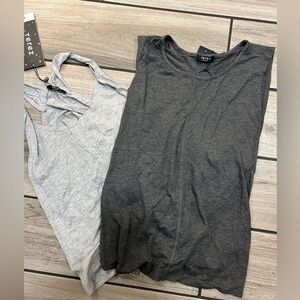 2 NWT Terez gray tanks. Girls size XL. Unique styles